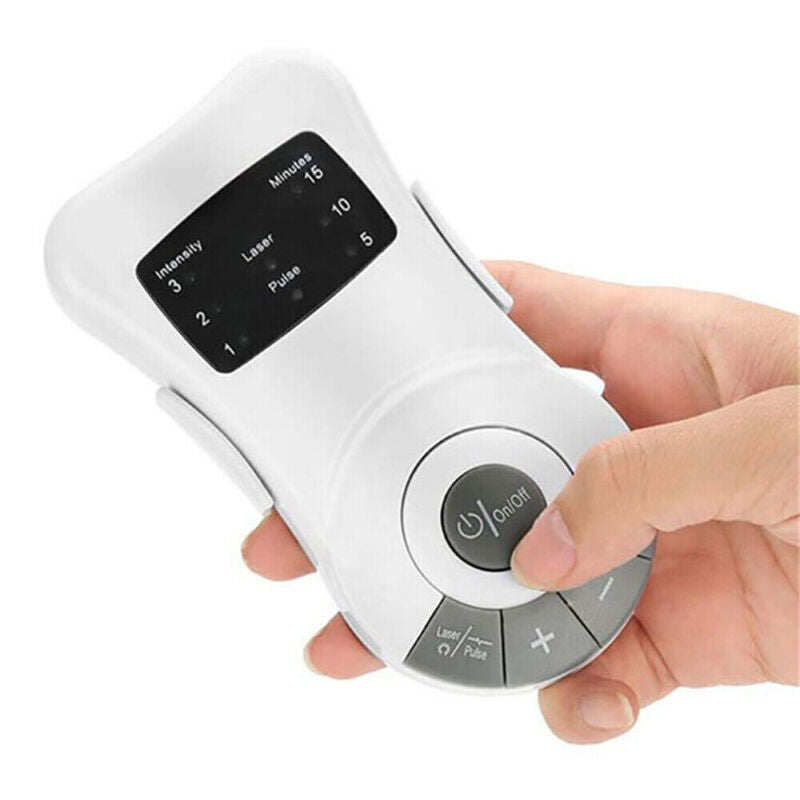 Unisex rhinitis sinusitis and allergy treatment device showing dual nasal probes for sinus care.