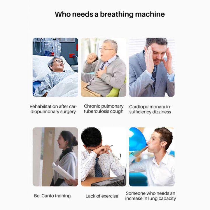Spirometer breathing exerciser showing ball chambers for lung capacity