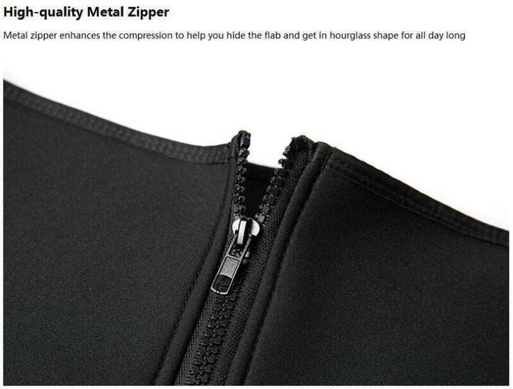 Flat lay of black fitness waist trainer belt for weight loss