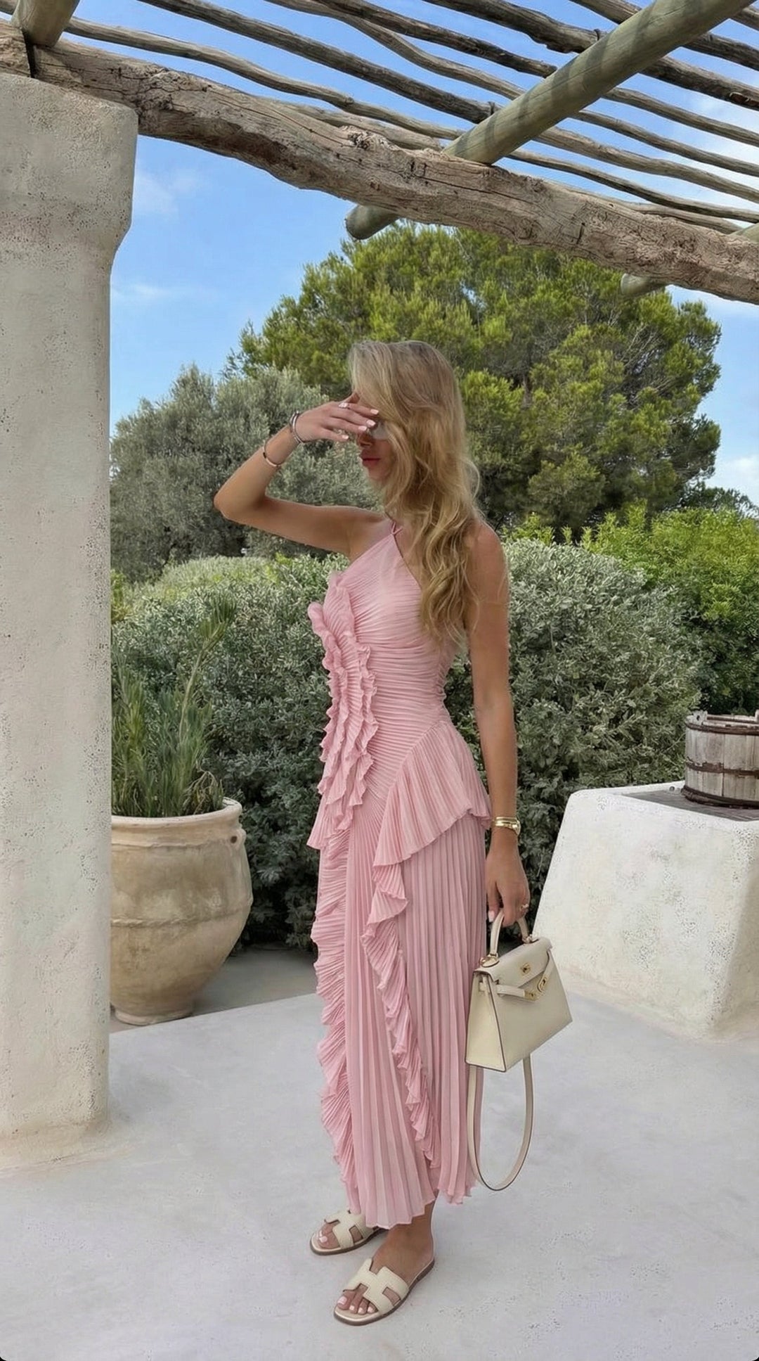 Fashionable women clothing halter maxi dress