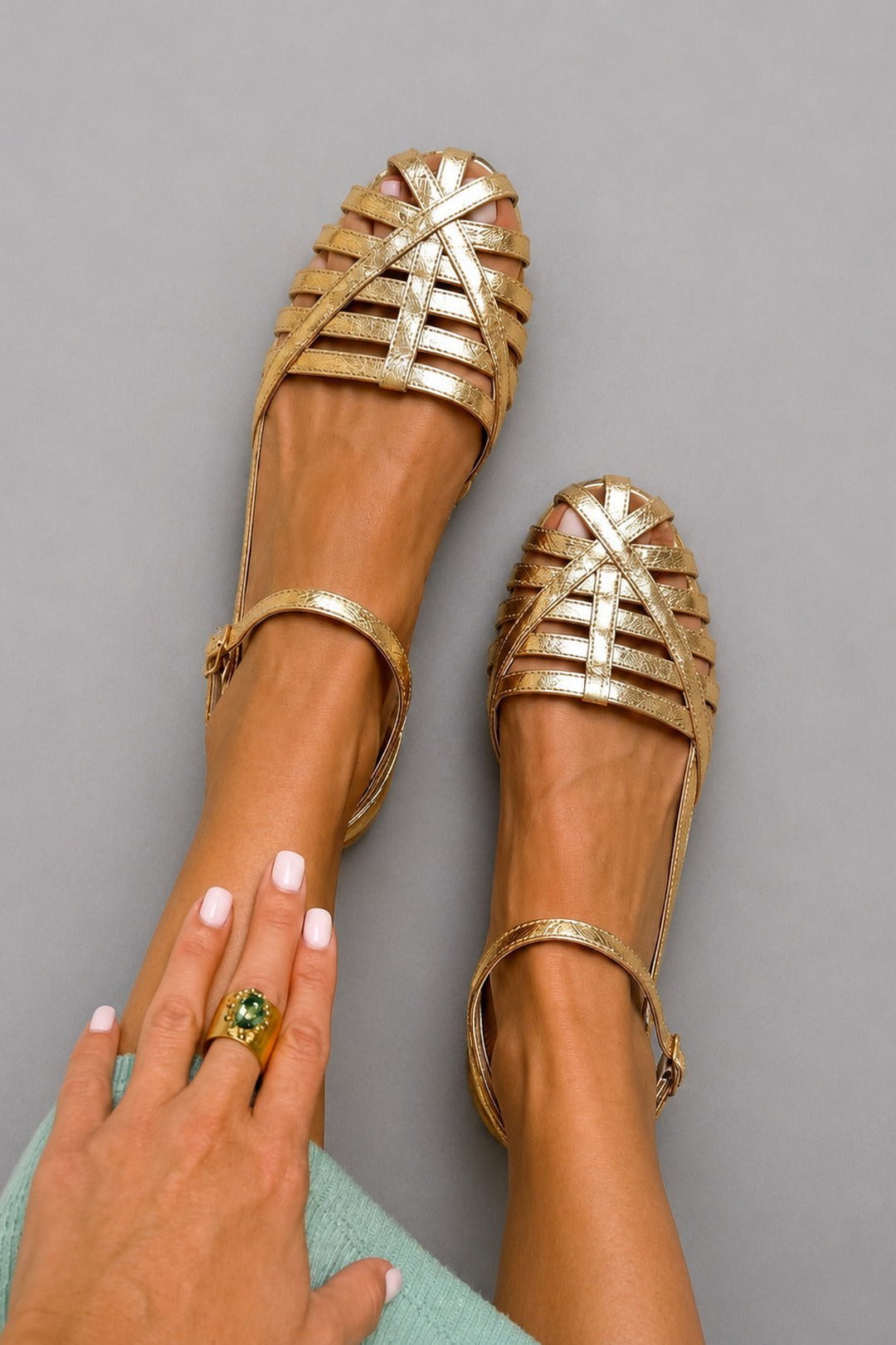 Womens Lona cage design closed toe sandals in neutral summer footwear style