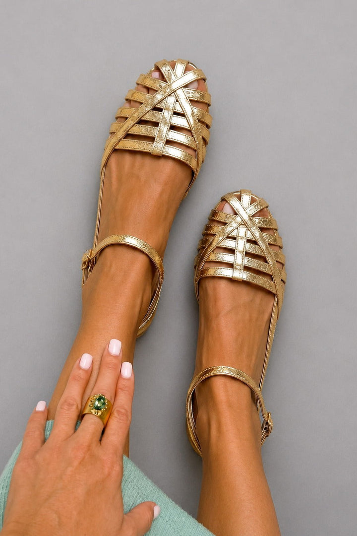 Womens Lona cage design closed toe sandals in neutral summer footwear style