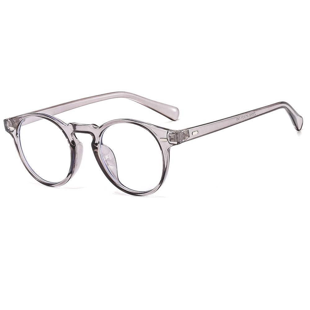 Transparent gray frame blue light filtering computer glasses