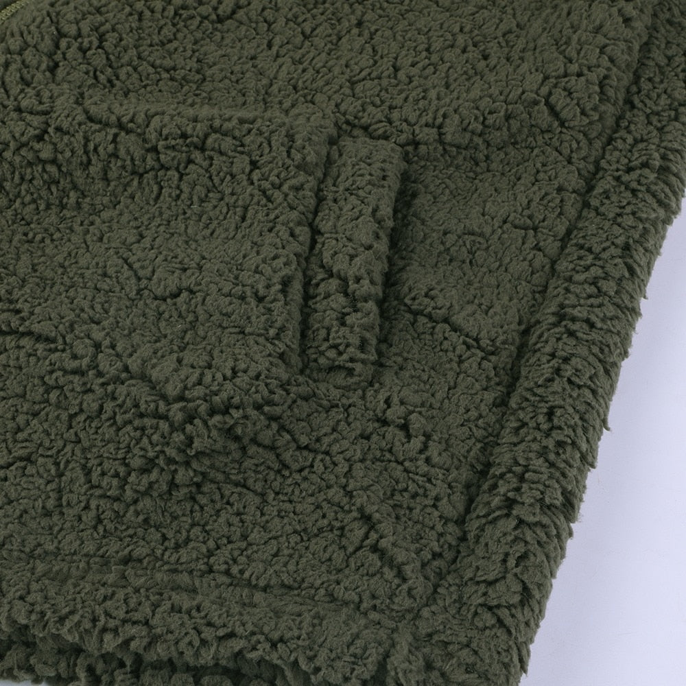 Plus size winter outerwear fleece hoodie with full zipper