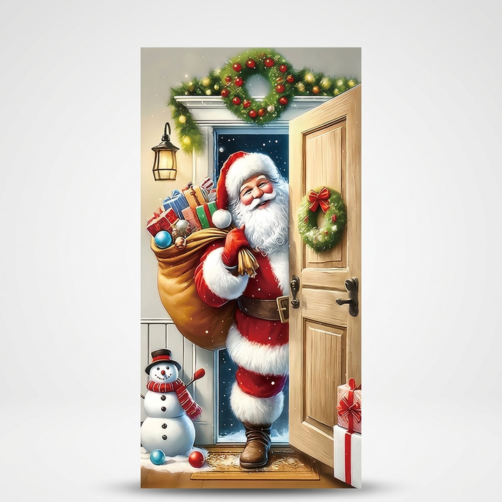 Santa door banner Christmas home decor hanging on front door for festive holiday greeting
