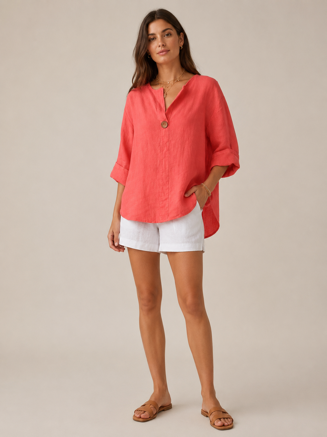 Lightweight women's blouse with a clean, minimalist look