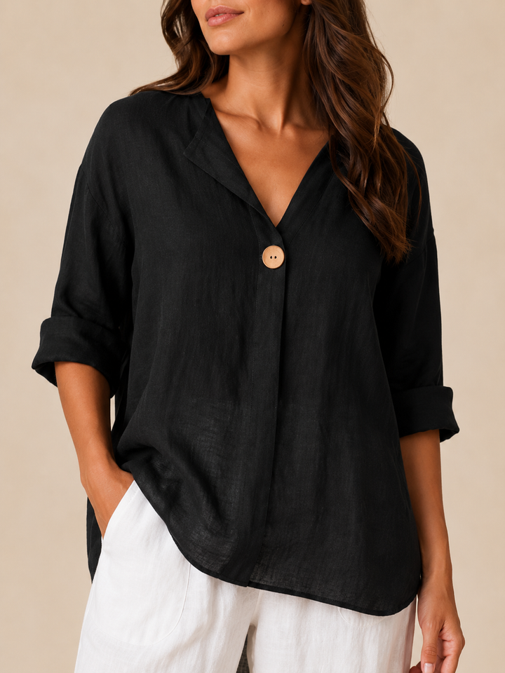 Summer fashion women's shirt with convertible roll-tab sleeves
