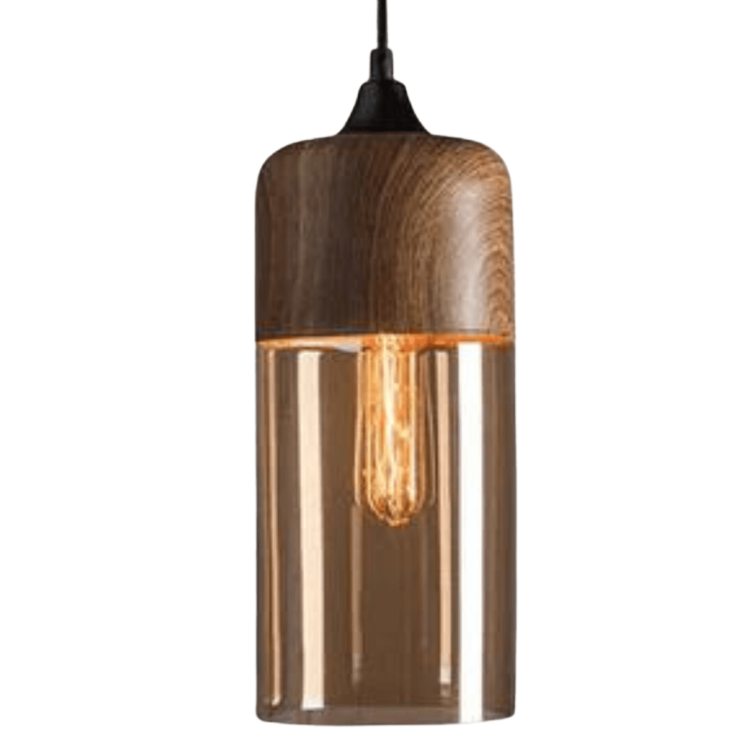Minimalist Scandinavian pendant light with frosted glass shade and brass fixture
