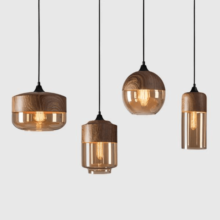 Close-up of the modern hanging lamp showing the adjustable height cord mechanism