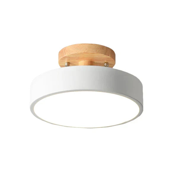 Close-up view of the white Scandinavian ceiling lamp fixture