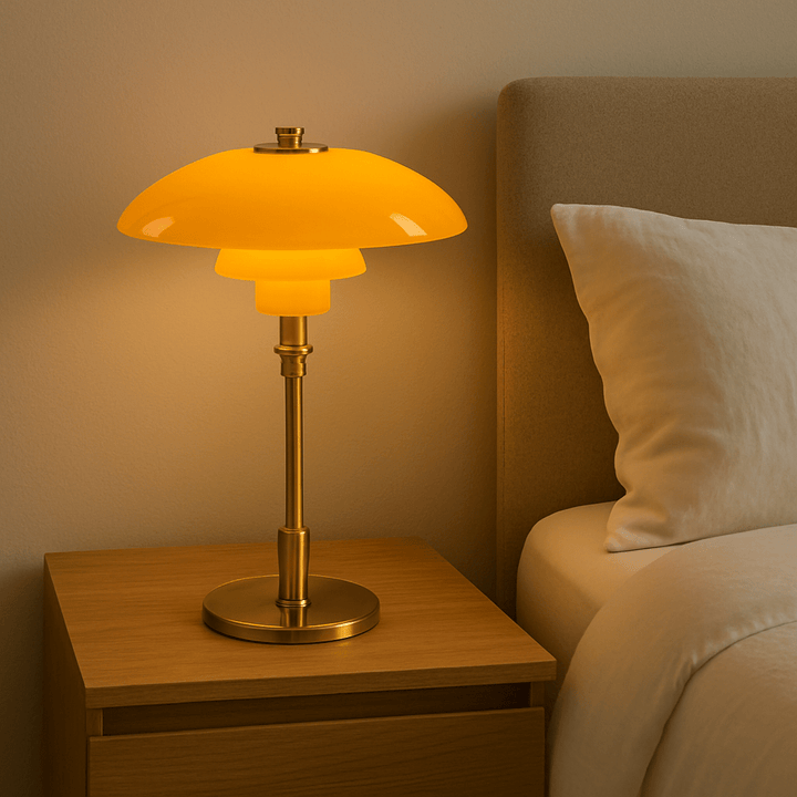 Cozy ambient bedside light creating a soft glow in a modern interior