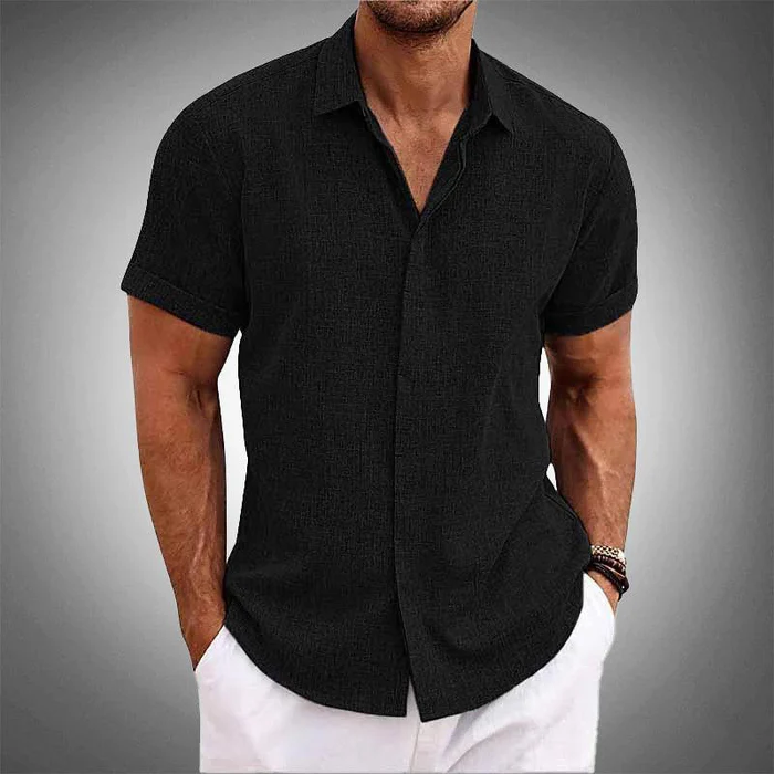 Comfortable men's clothing short sleeve button down shirt