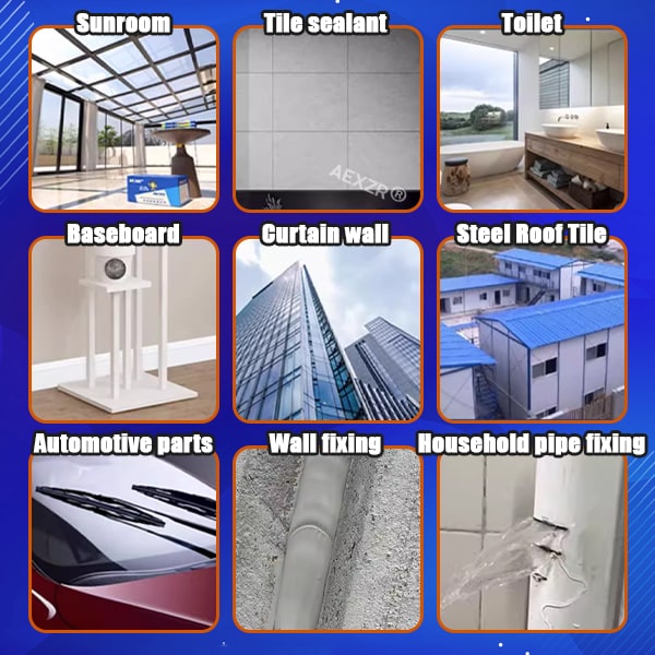 Durable waterproof sealant tube showing product details for home improvement