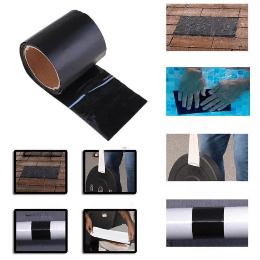 Durable waterproof tape applied on a pipe to demonstrate instant leak repair performance