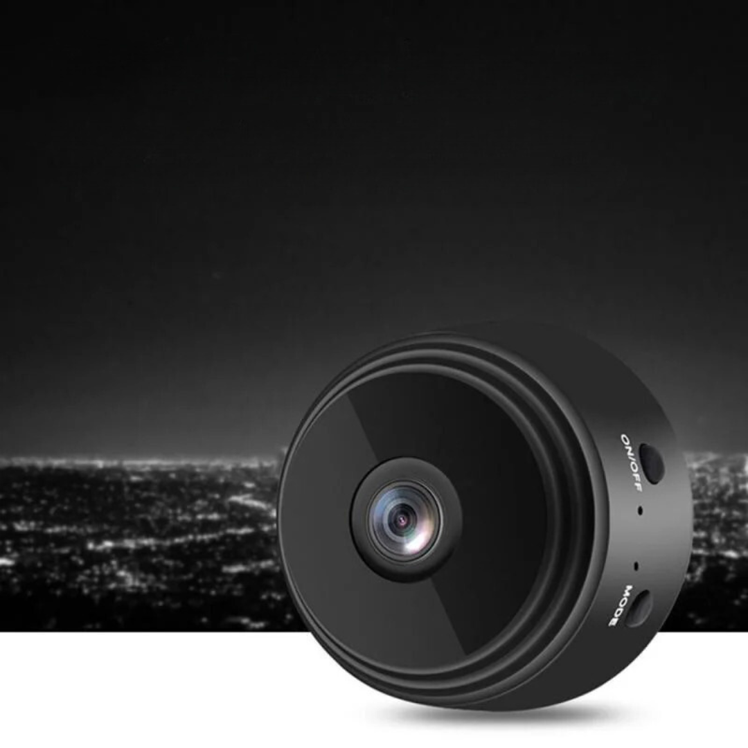 Smart home HD camera connected to a smartphone app display