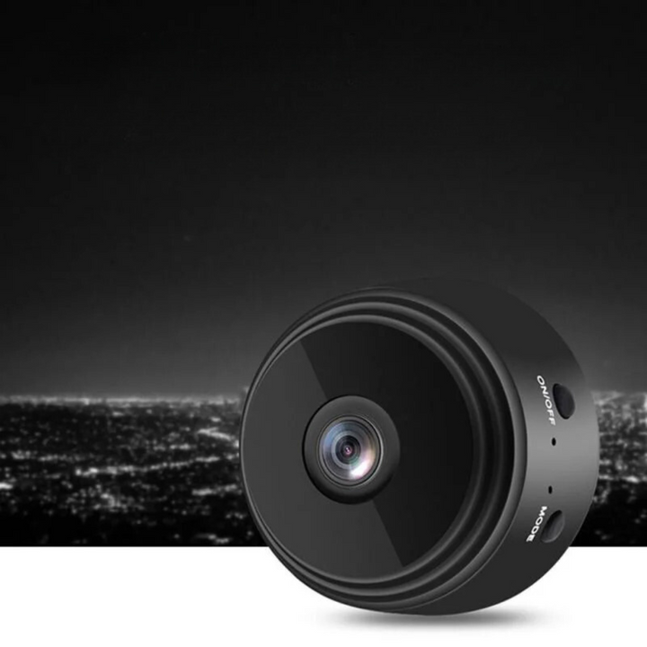 Smart home HD camera connected to a smartphone app display