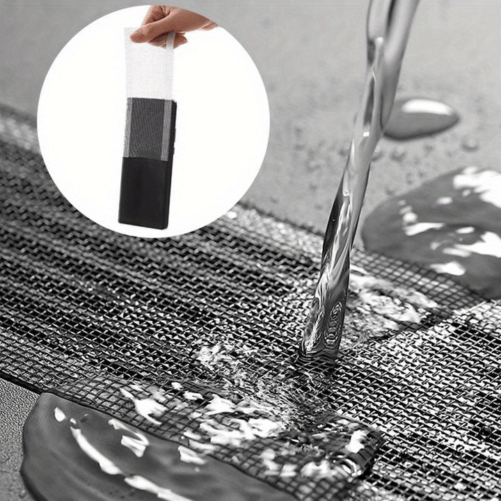 Cutting plumbing tool drain protector mesh to size for easy shower and sink installation