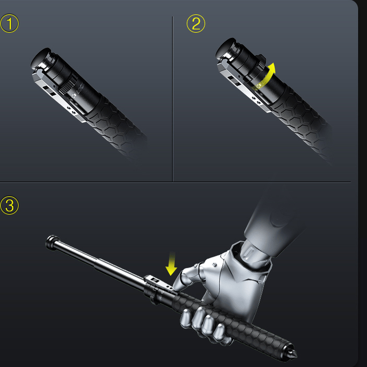 Portable telescoping cane and security tool ready for outdoor travel protection
