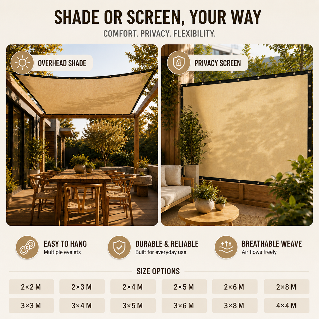 Durable UV protection garden canopy and patio shade sail closeup view