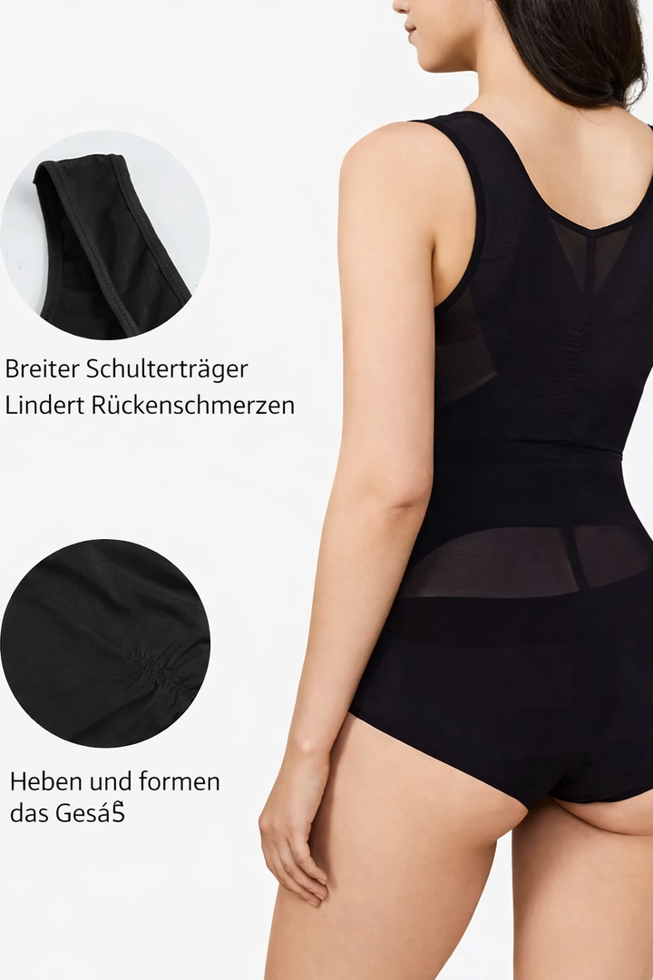 Close-up of seamless shaping fabric on the women's tummy control bodysuit