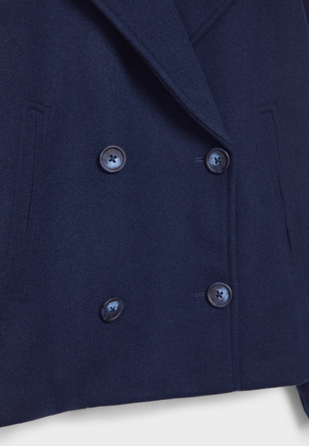 Final view of the stylish womens cropped winter jacket with lapels