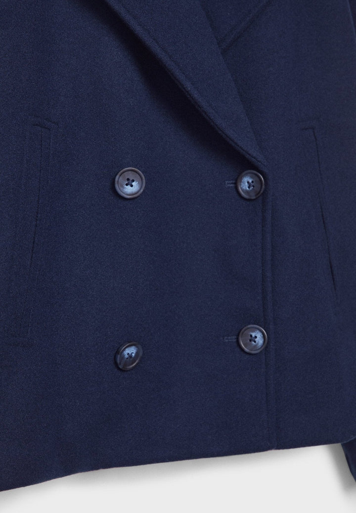 Final view of the stylish womens cropped winter jacket with lapels
