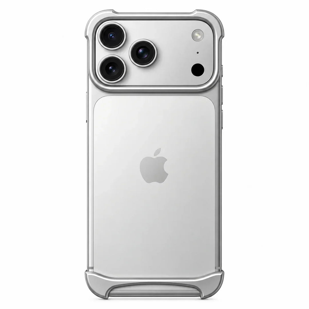 Purple slim metal frame case for iPhone with ergonomic grip design