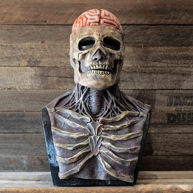 Realistic scary skeleton mask showing detailed skull and rib cage design