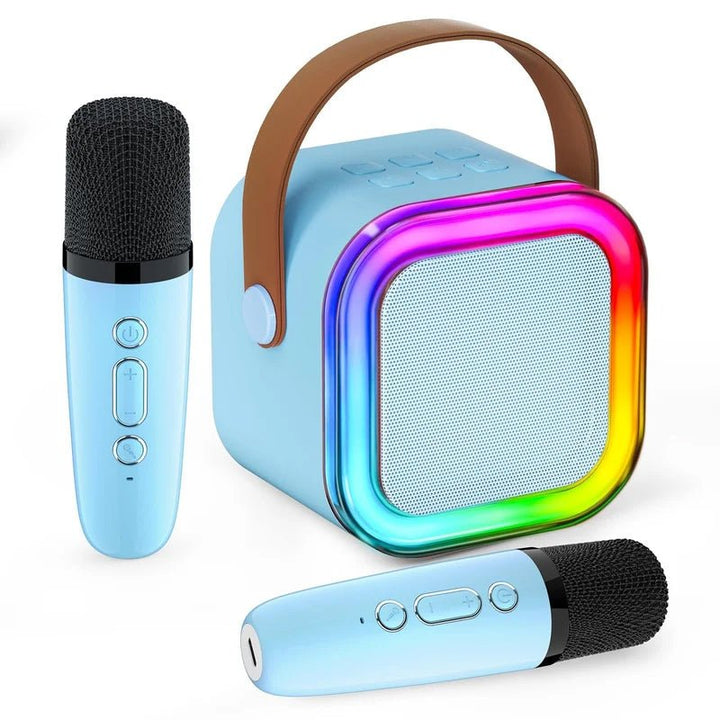 Portable singing toy and kids karaoke machine packaged for gifting