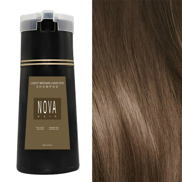 Natural herbal hair care shampoo bottle with rich botanical extract graphics