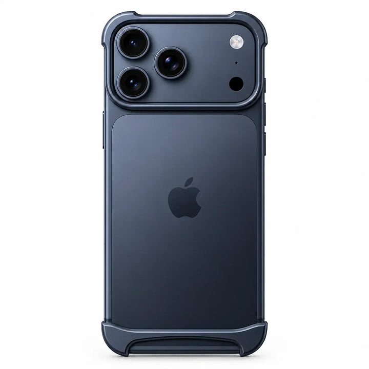 Dark grey aluminum frame phone case designed for seamless iPhone fit