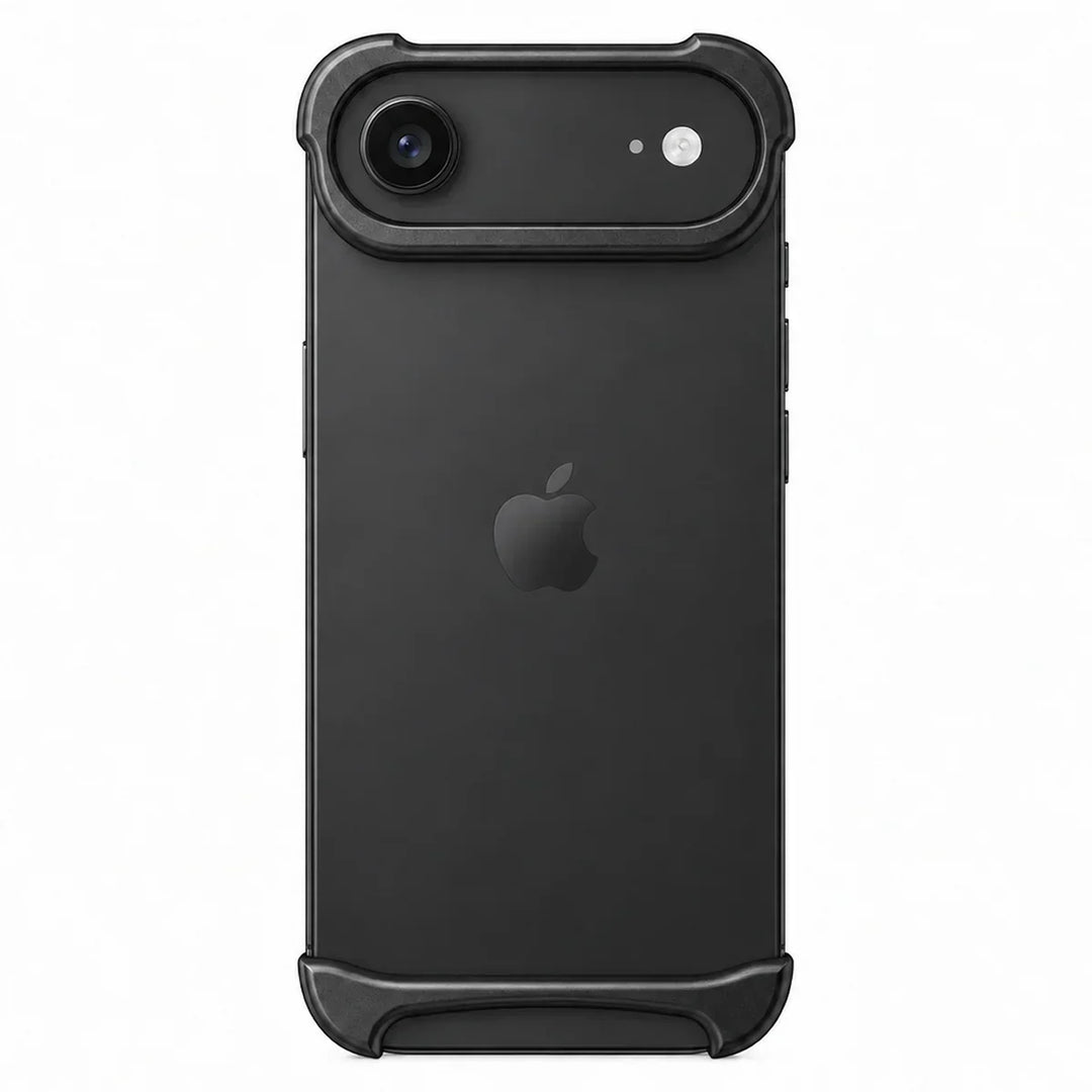 Silver aluminum bumper case paired with iPhone on clean surface