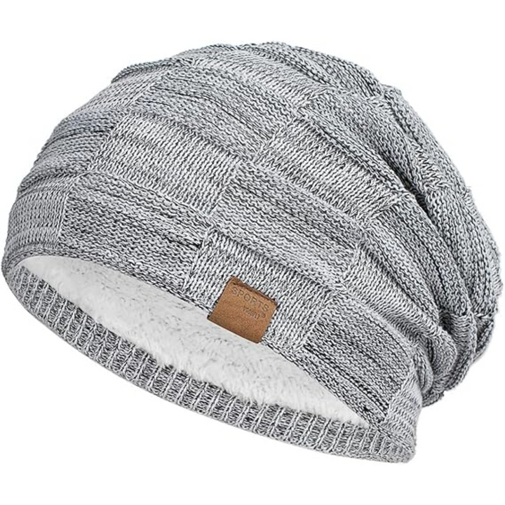 Outdoor lifestyle shot of a person wearing the cozy winter knit hat
