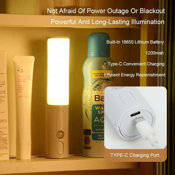 Rechargeable LED night light connected to a USB charging cable