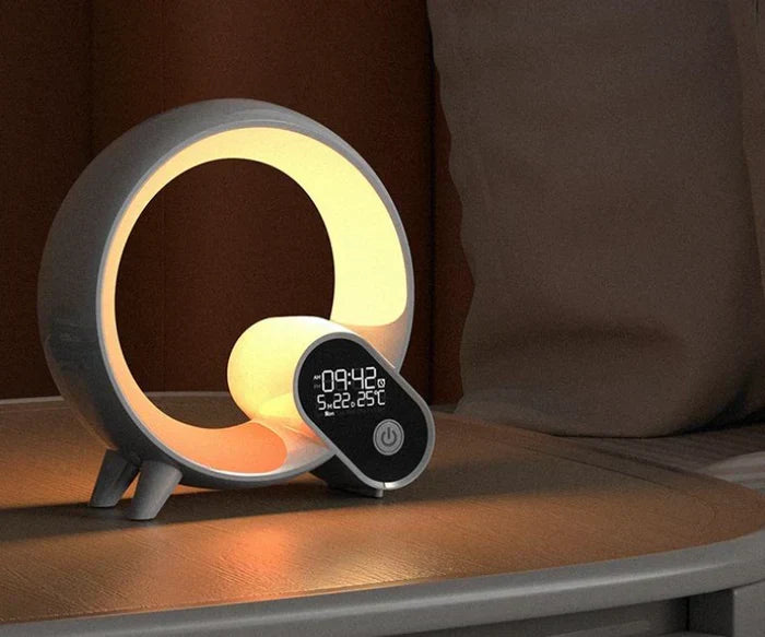 White noise machine and colour changing smart lamp packaged neatly for gifting