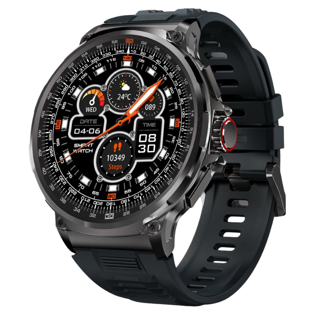 EnduranceTrack Smartwatch in black variant viewed from an angle