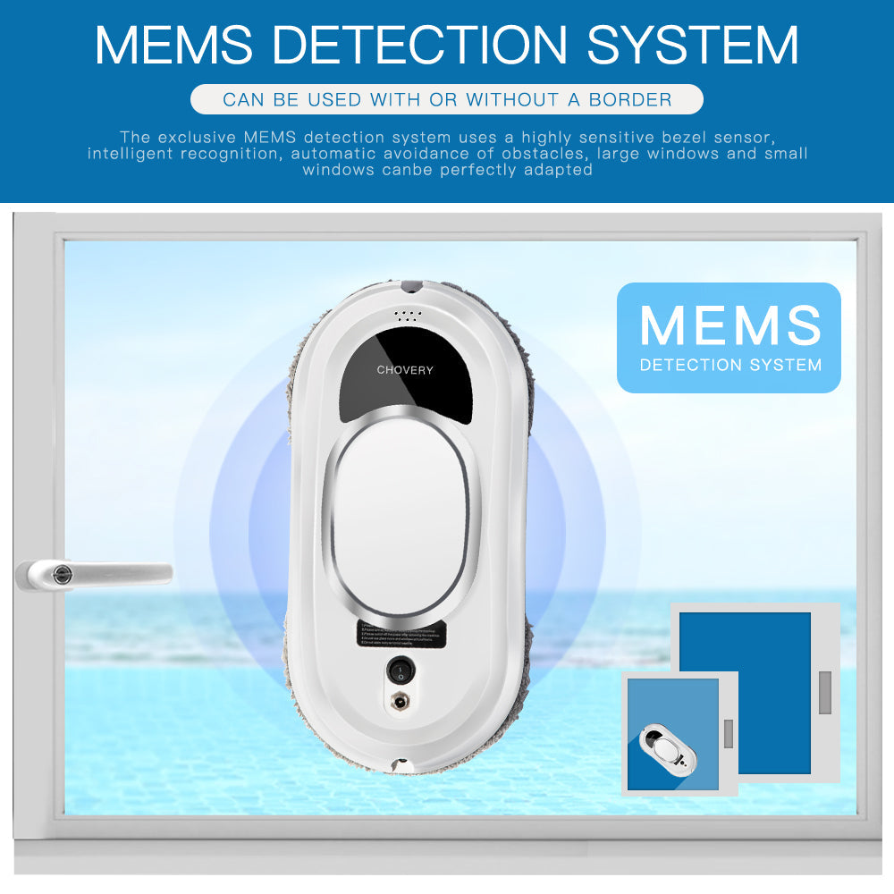 Smart window cleaner robot showing remote control operation for glass