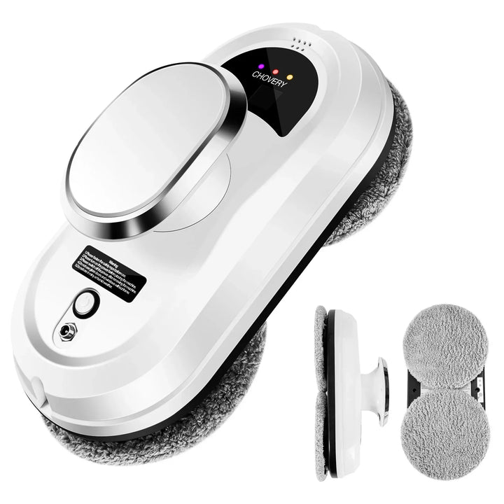 Smart robotic window cleaner in white finish with dual cleaning pads