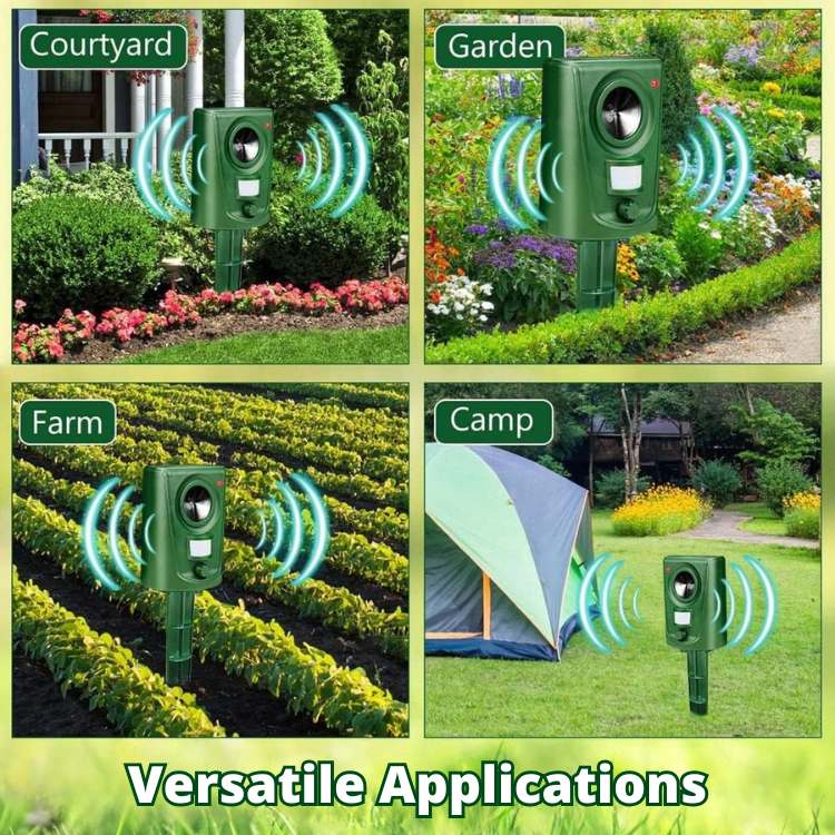 Close up of ultrasonic pest control sensor panel for effective garden protection