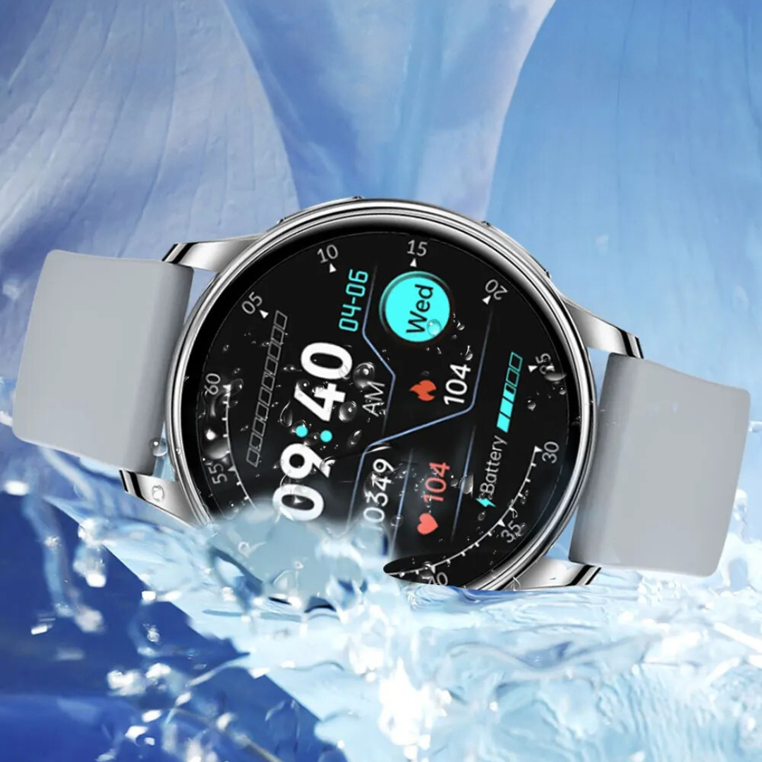 Smart watch for women displaying bluetooth calling interface on touchscreen