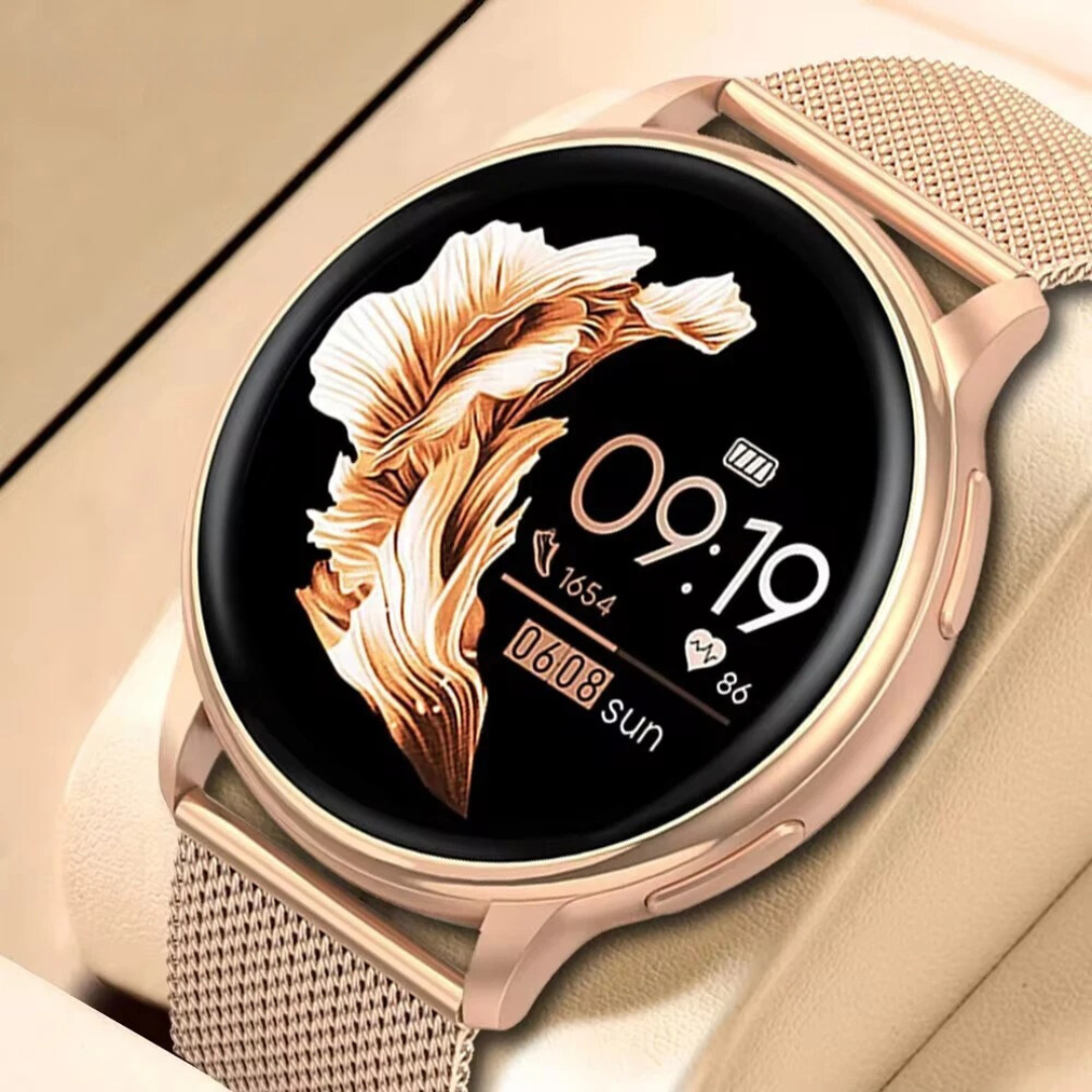 Elegant wearable tech smart watch for women showing daily activity goals