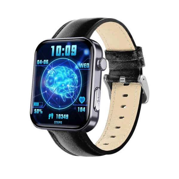 Sleek stainless steel smartwatch showing sleep monitor and daily stats