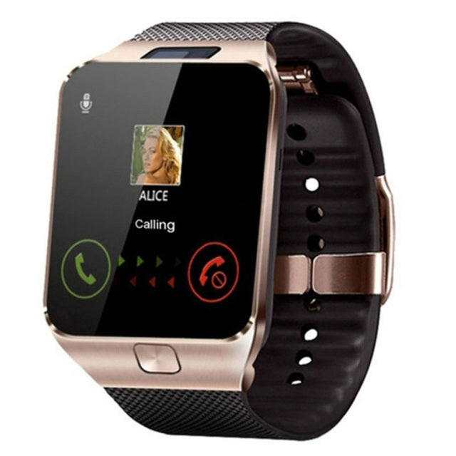 Waterproof fitness tracker smartwatch with SIM card slot and bluetooth connectivity for calls.