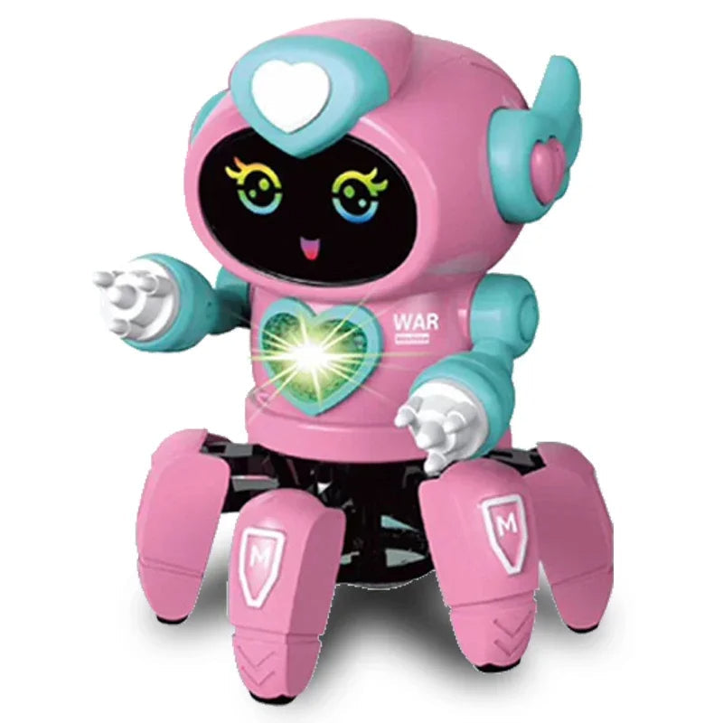 Fun musical robot toy for kids designed with white and blue accents