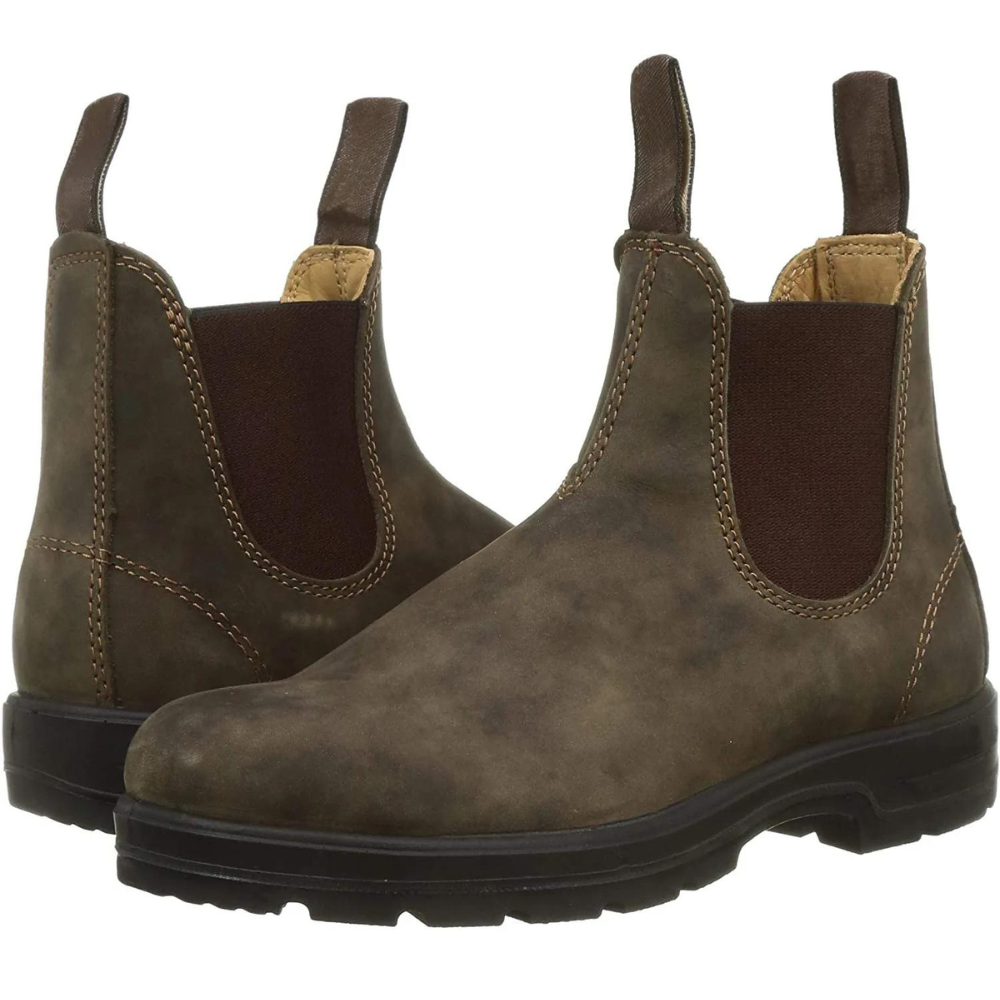 Brown Chelsea snow boots shown from side angle