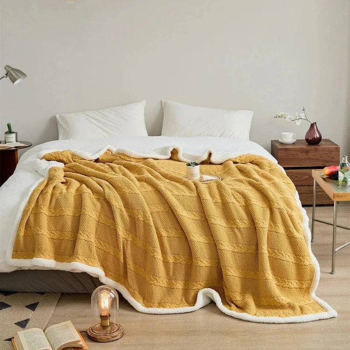 Plush textured blanket showing the soft fleece material quality