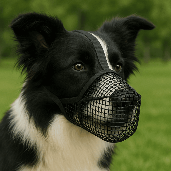 Adjustable breathable mesh dog muzzle for safe pet training and daily walks