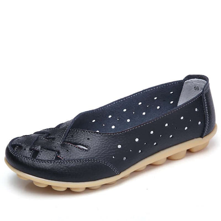 Black women's comfortable walking shoe with soft cushioned bottom