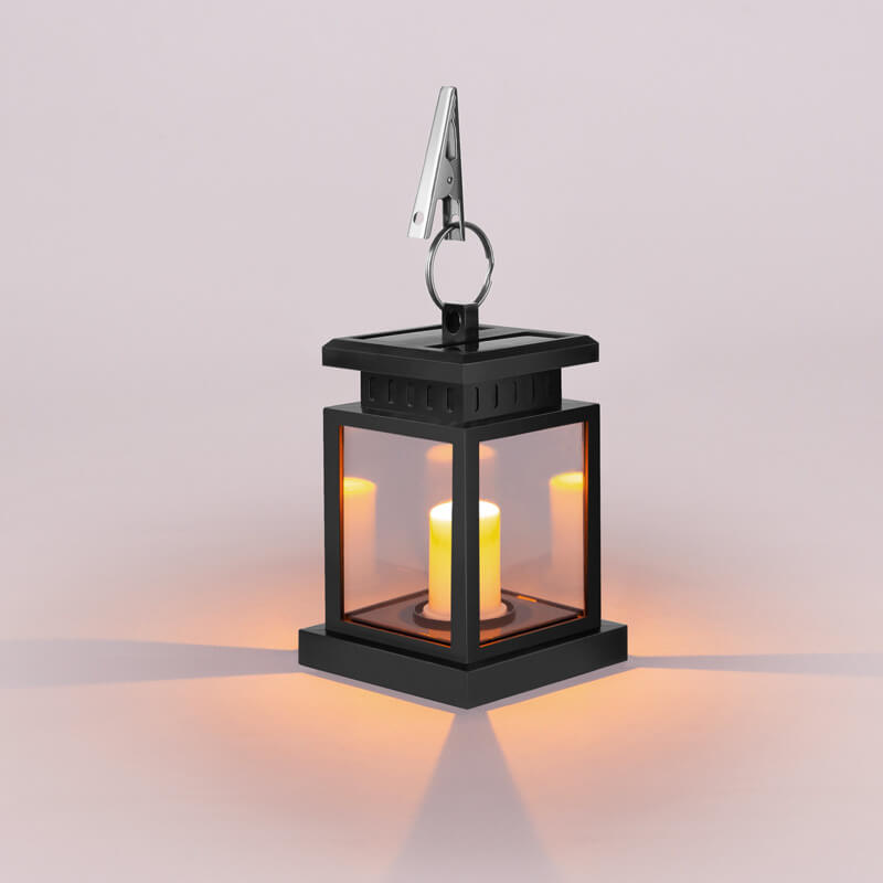 Atmospheric outdoor lighting display using multiple solar hanging lanterns