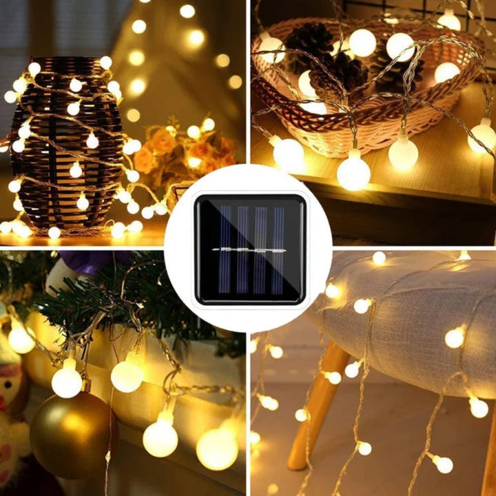Bright LED solar garden decor lighting up a pathway in the dark